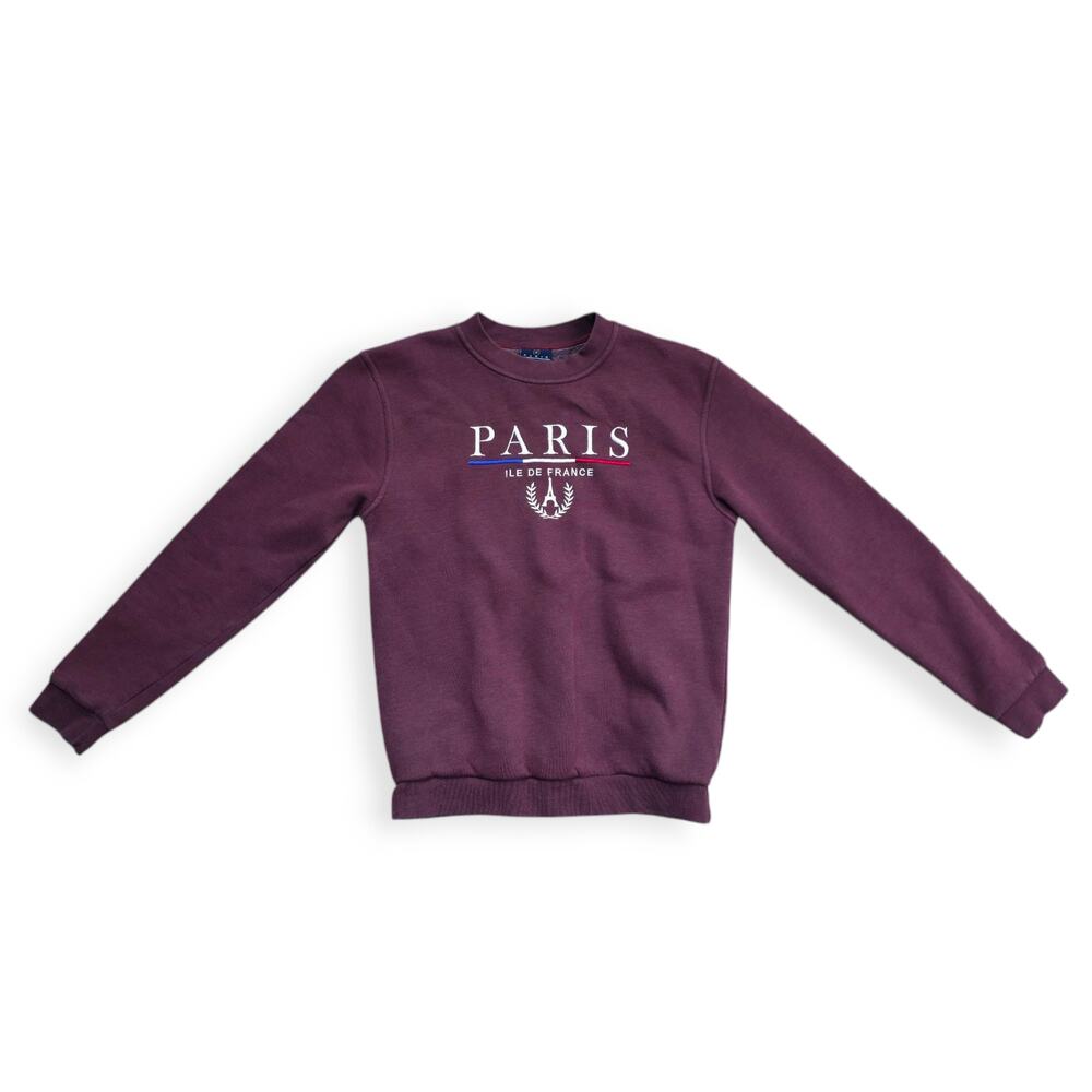 Paris Tour D'Or Ile De France Maroon Pullover Crewneck Sweatshirt Women Sz M - Picture 3 of 13